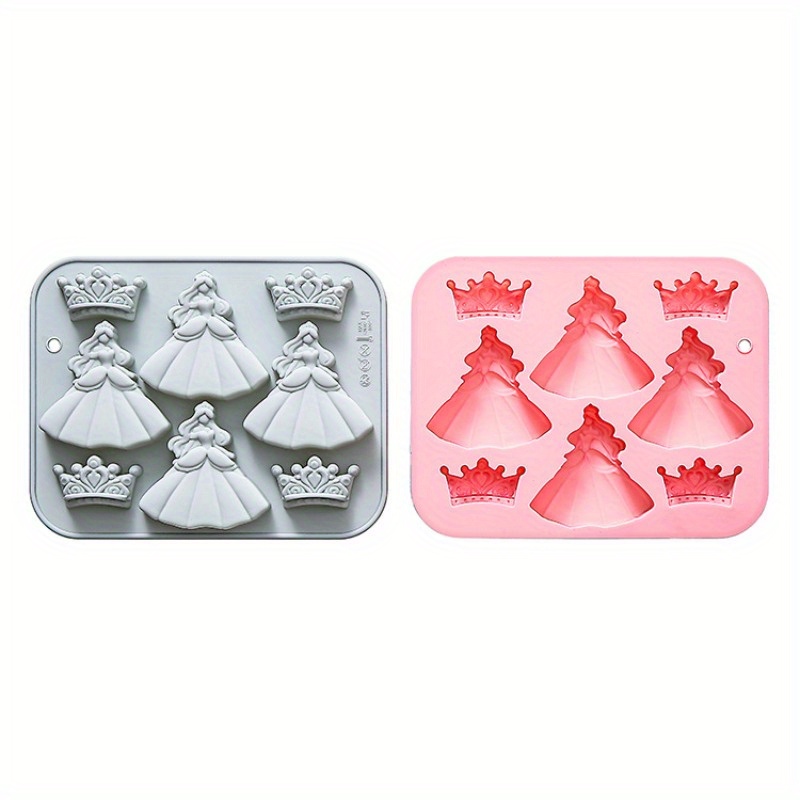 TEMU [princess And Crown Mold] 2pcs #2 Rated 2pcs 8-cavity Princess And Crown Mold - Reusable Silicone Mold Suitable For Resin, Plaster, Cement -