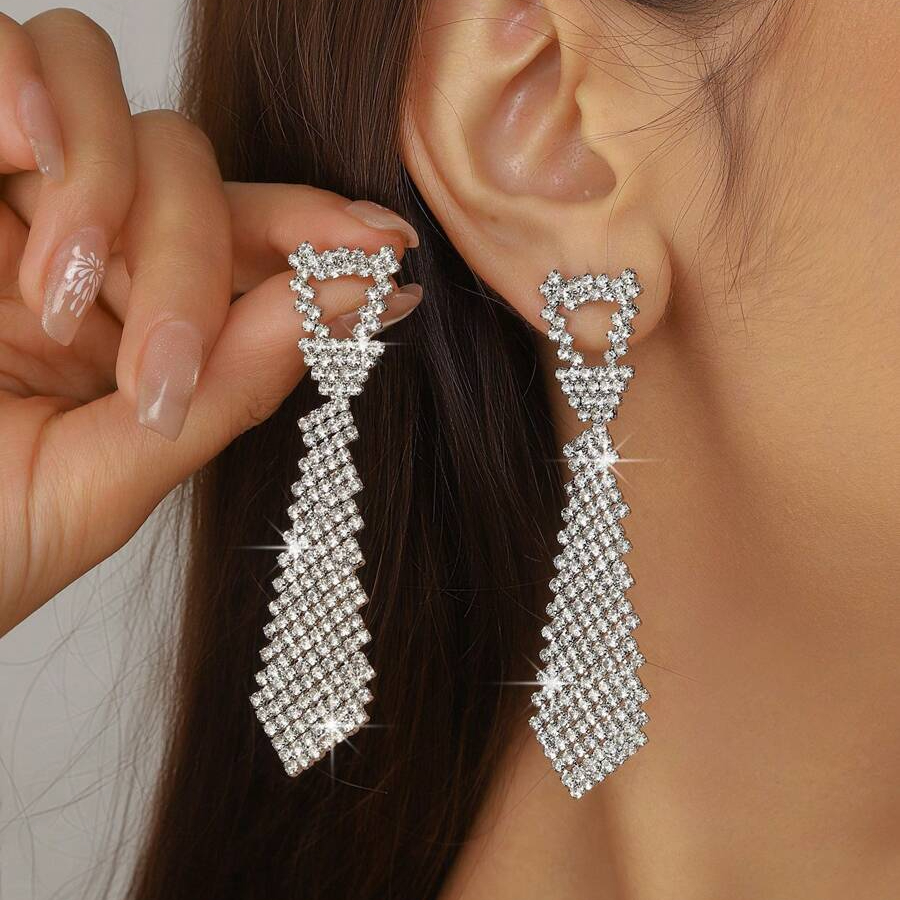 TEMU 1 Pair Fashion Tie-shaped Earrings, Suitable For Party, Wedding, Business Events