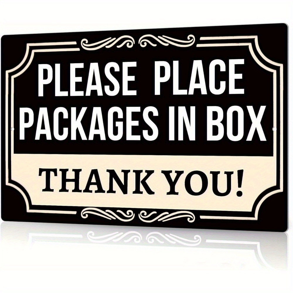 TEMU 2d Flat, 1pc "please Packages In Box" Sign Suitable For Porch, Indoor/outdoor Package Delivery Labeling Sign - Artificial Black Reminder Board