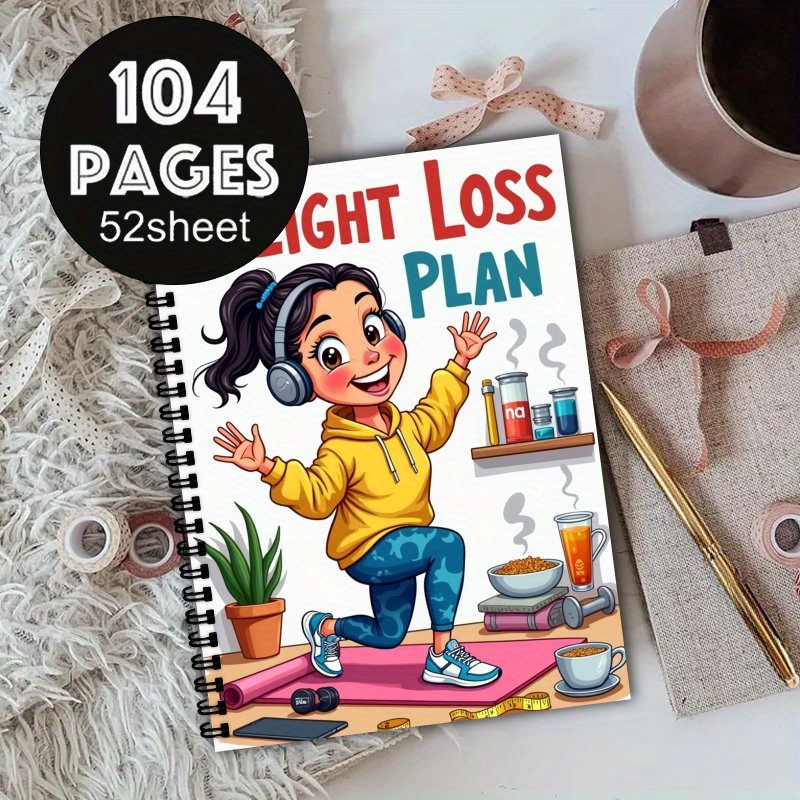 TEMU A5 Weight Loss Journal & Diet Planner - With Spiral Binding, Fitness , Progress Charts - Motivational Weight Loss Plan, Portable Workout Diary