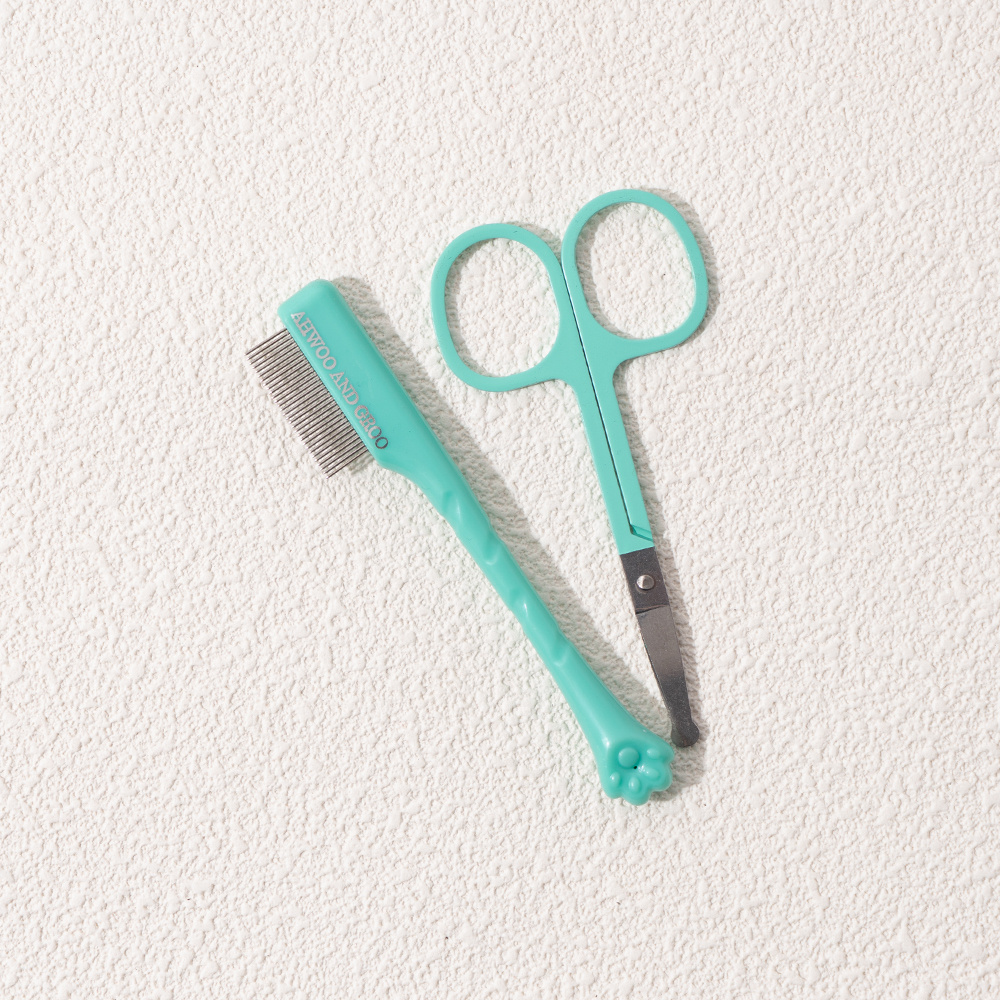 TEMU 2pcs Pet Eye Grooming Kit: Stainless Steel Comb And Detail Brush, Suitable For Dogs And Cats - Facial Cleaning Comb Set For Removing Tear Stains