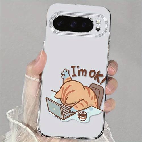 item picture phone case adorable feline themed phone case designed for google pixel models including 6 6a 7 7a 8 8a 8pro 9 9a and 9pro this cartoon style transparent