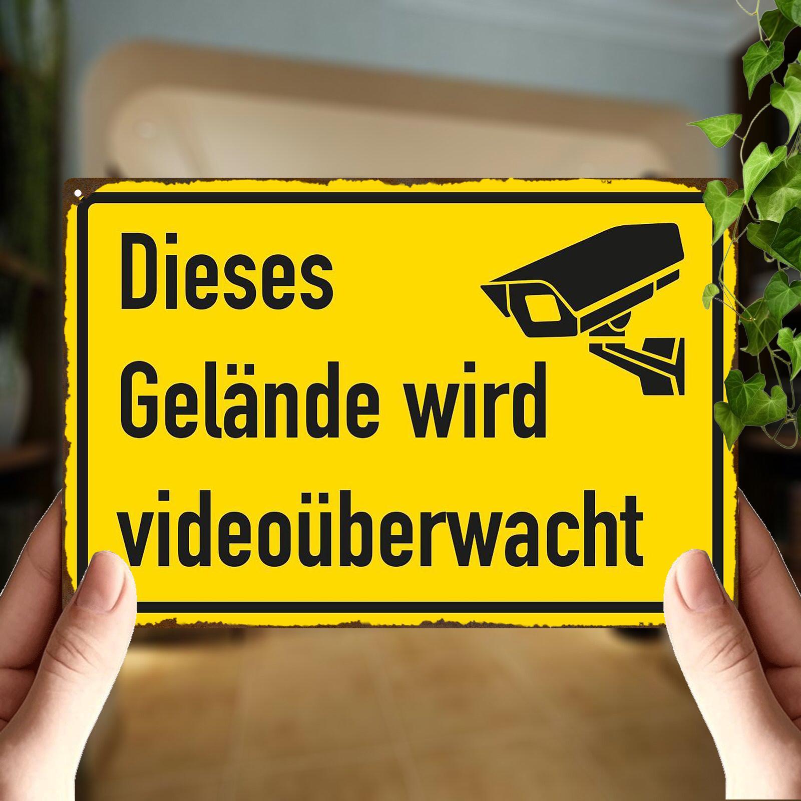TEMU 2D Flache Aluminium-Schild "Dieses Gelände wird Videoüberwachung Kombi" - 20x30cm/8x12in Wanddekoration für Zuhause, Büro, Bar, Außenbereich -