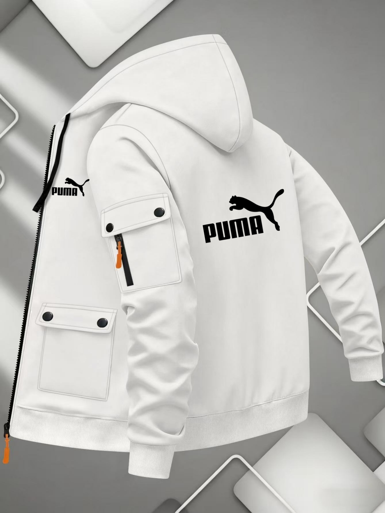 mens casual long sleeve jacket versatile print hooded top in a   style     unisex cardigan sweatshirt