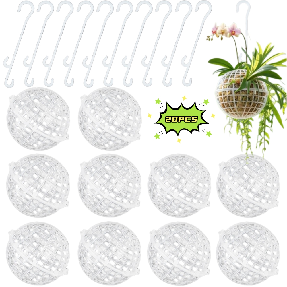 TEMU 20pcs Moss Pole Planter Set, Includes 10 Planters + 10 Hooks, 4-inch Plastic Wall-mounted Planters, Suitable For Indoor Plants, Orchids, And