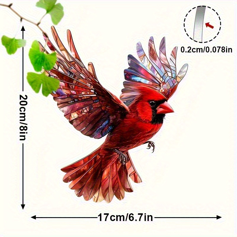 TEMU 2d Flat Bird Sun Catcher - 8x6.7inch Acrylic Stained Glass Hanging Decoration, Colorful Garden And Window Art, Ideal Gift For Weddings, Parties,