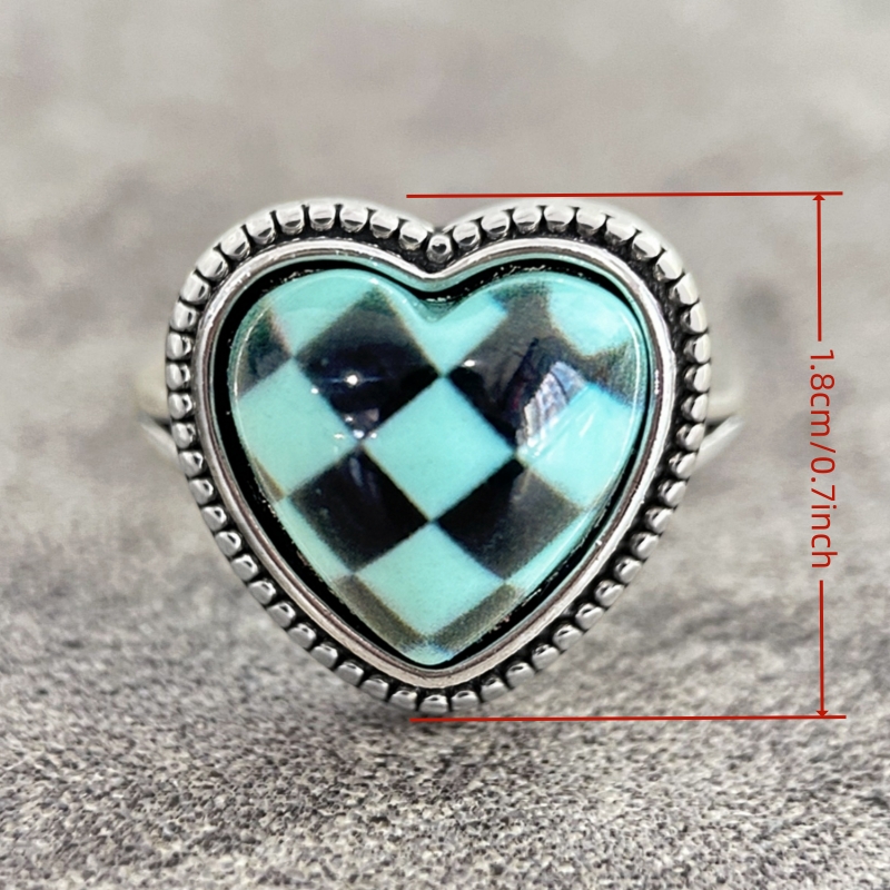 Creative Black & Green Color Blocking Plaid Ring