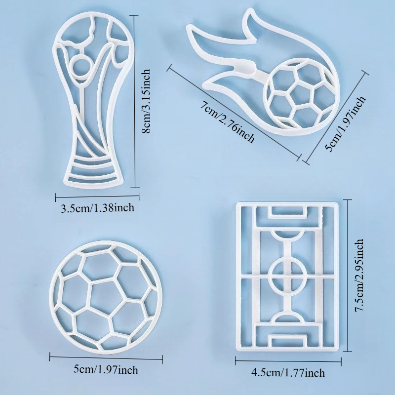 TEMU 4 moules à découper en de ballon de football, moules en sur le thème du terrain de football et du trophée, pour diverses décorations de fête