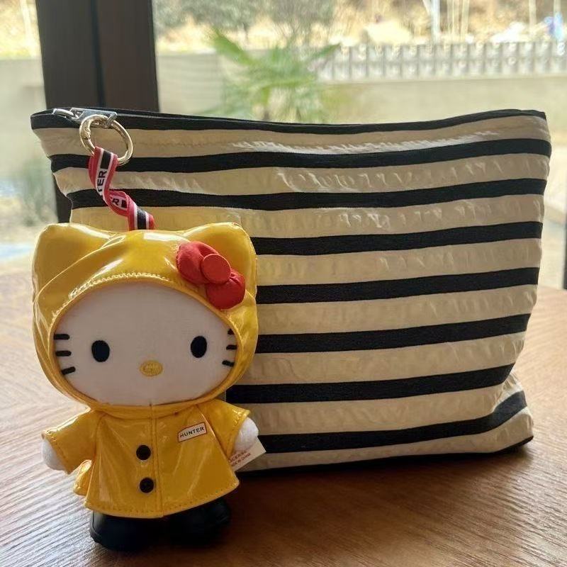 TEMU [officially Licensed]hello Kitty Raincoat Plush Pendant, Hooded Raincoat Kitty Doll, And Style Bag Ornament Keychain, Adult Commuting Accessory,