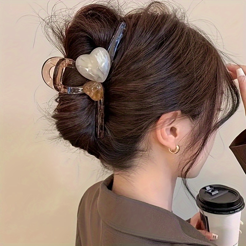 TEMU 1 pince à cheveux transparente de cœur pour femmes, idéale pour les cheveux épais, pour la Saint-Valentin, décoration de cheveux parfaite
