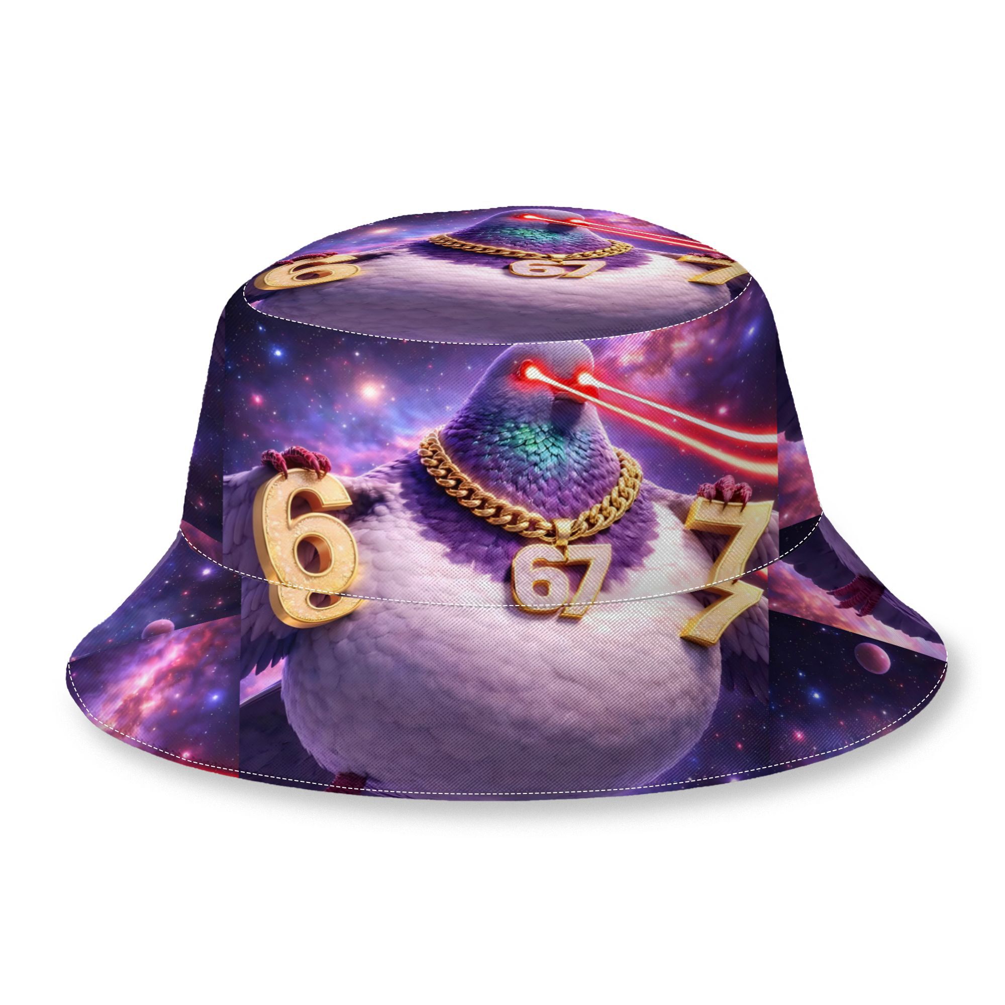 TEMU 1pc Space Laser Pigeon 67 Bucket Hat - Streetwear With Iconic Pigeon & Number 67, Unisex Outdoor Hat Suitable For Hiking, Casual Wear, For And,