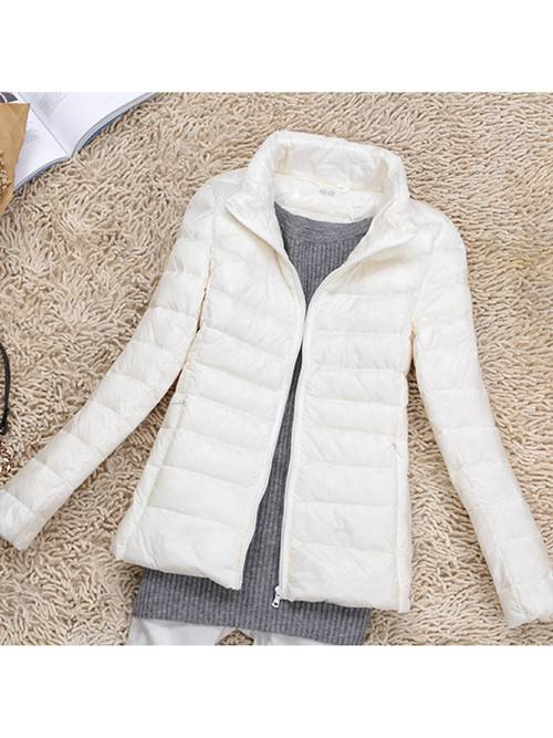 spring autumn winter lightweight down jacket for women solid color stand collar fit short coat trendy factory direct