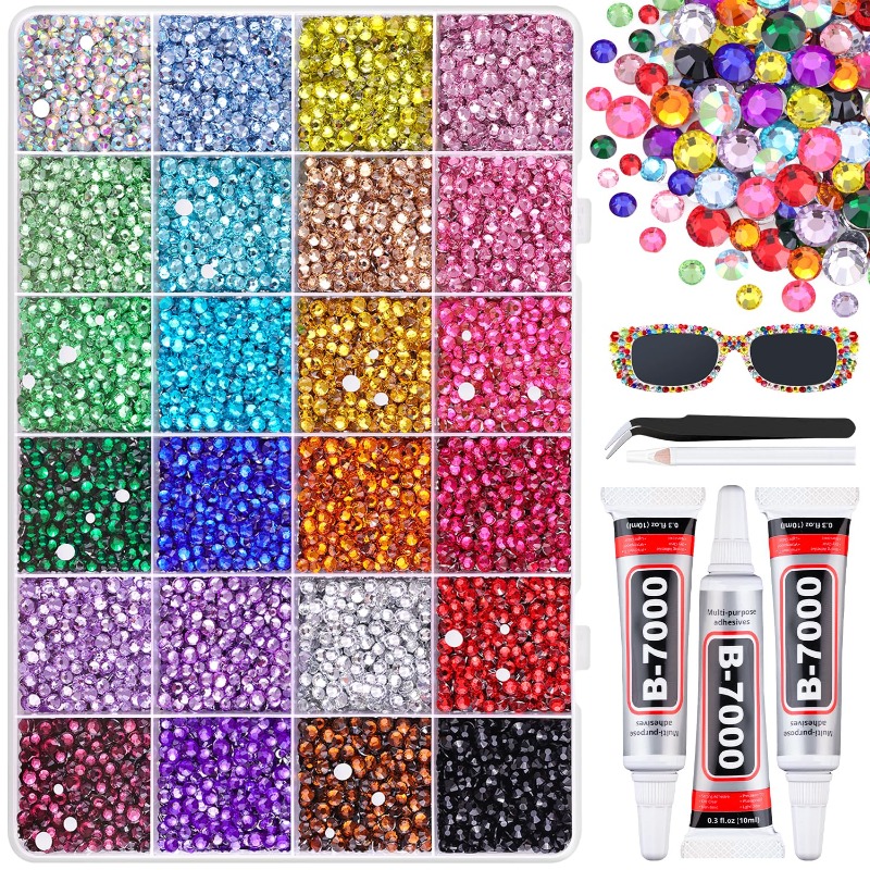24 Grid 18800 Resin Rhinestones   Mixed Flat Gemstones, Suitable for Clothing, Water Bottles, Shoes, Fabric Decoration, And Nail Art Nail Additions