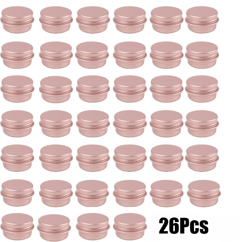 TEMU 26pcs Aluminum Tins With Screw-top Seals, Portable Dispensing Containers For Storing Creams, Eyeshadows, Lipsticks, And Creams, Small Containers