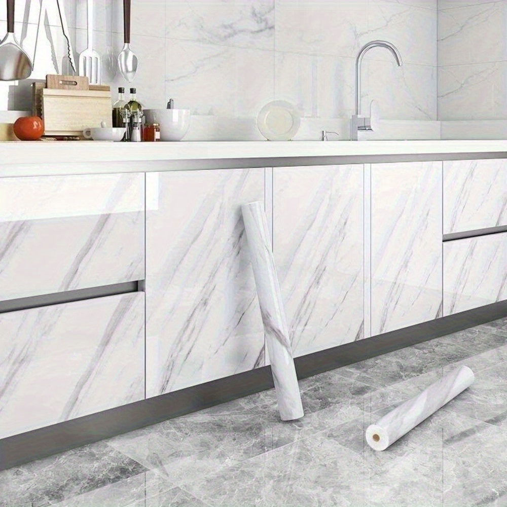 Image of Furniture Wrap, Self-sticking Film, Design, 60 Cm X 5 M, Adhesive Covering, Marble , Furniture, Kitchen, Wall Shielding Film, Cabinets, Dining Table, Easy To Remove