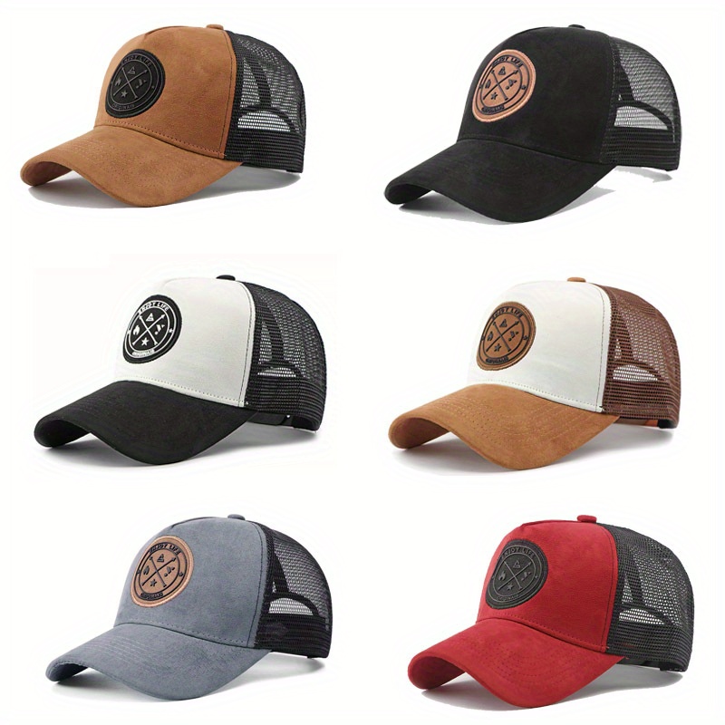 TEMU Set Of 6 Spring And Summer Mesh Caps With '' Letter Patches, Suitable For Men And Women, Trucker Hats