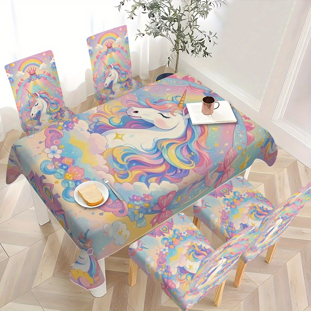 1pc elastic fitted square tablecloth geometric pastel