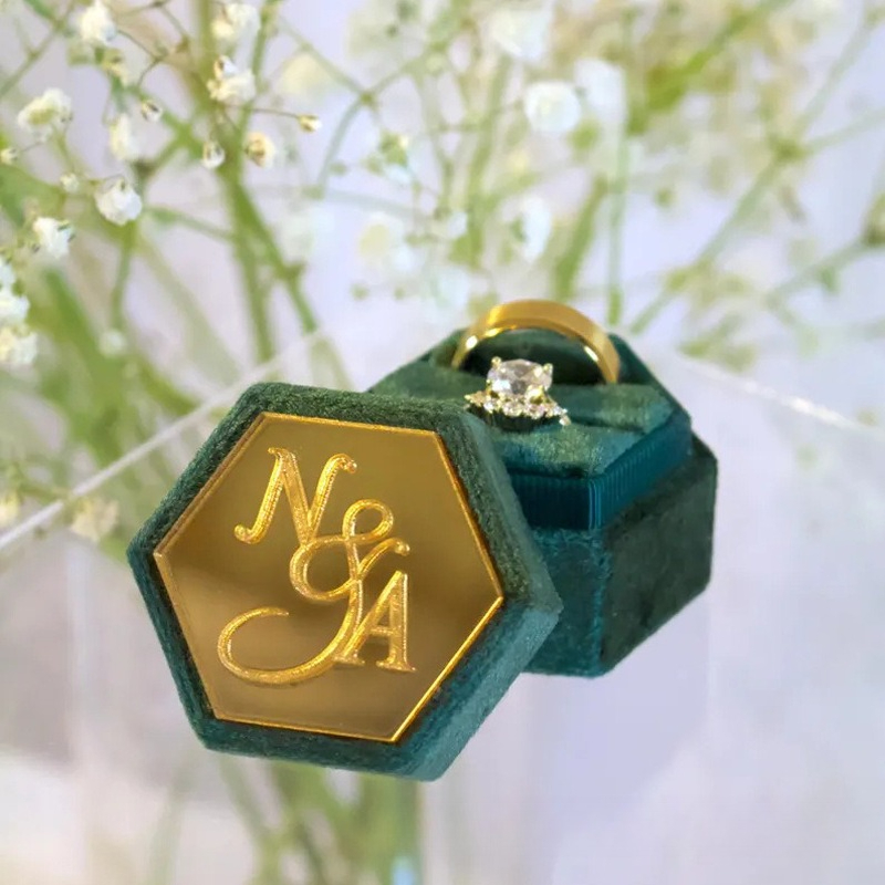 Customizable Hexagonal Velvet Jewelry Box