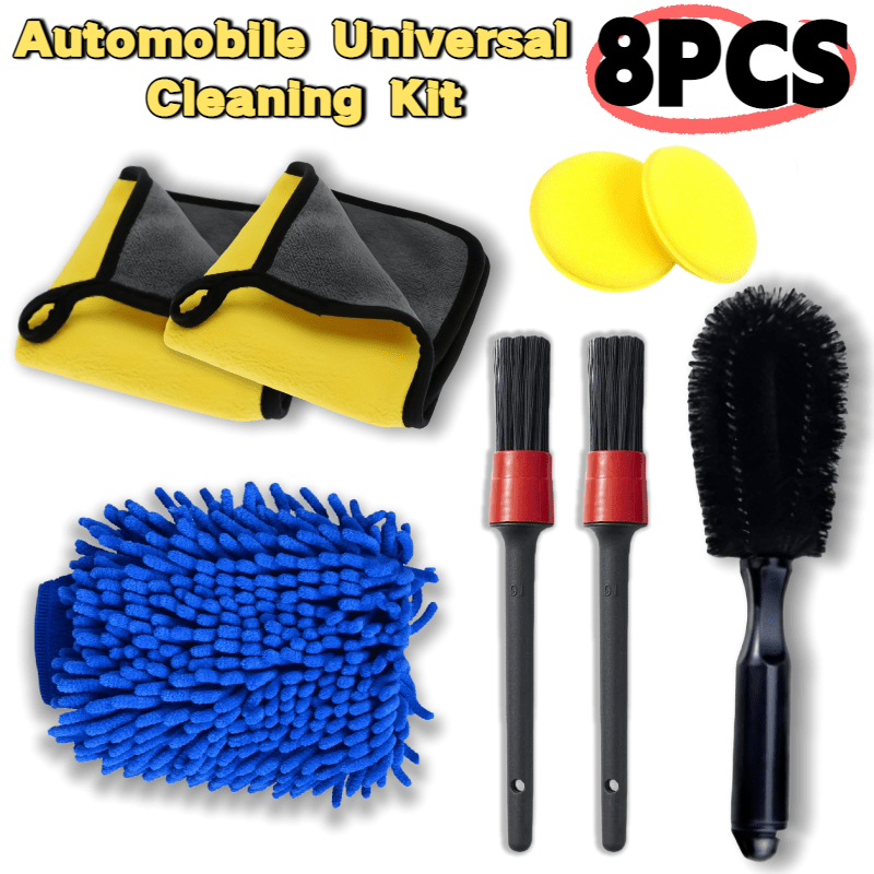 TEMU Kit complet de nettoyage pour voiture et moto pour et polissage, inclut chiffon , éponge, brosse de détail, serviette, brosse à jantes, ensemble
