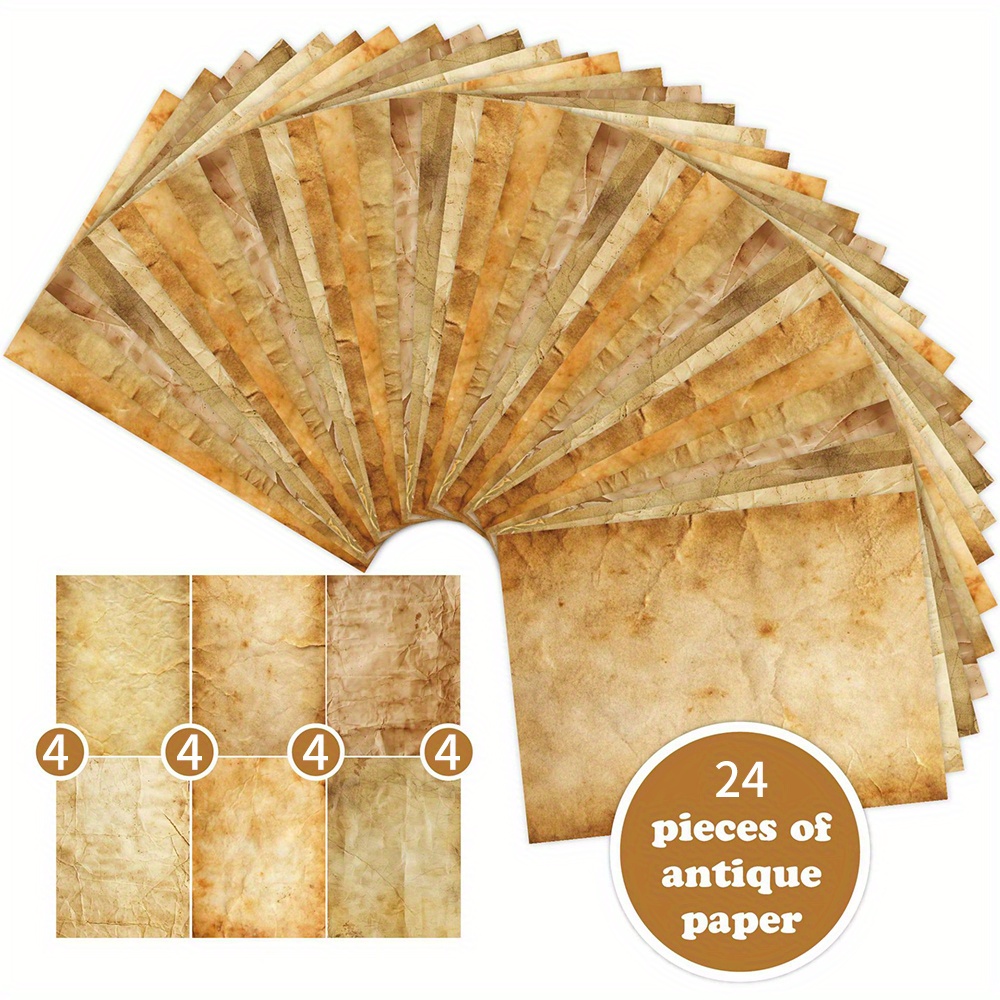 24pcs A4 Double-sided Retro Letter Paper Diy Material Background Paper Non-self-adhesive Photo Album Diary Making