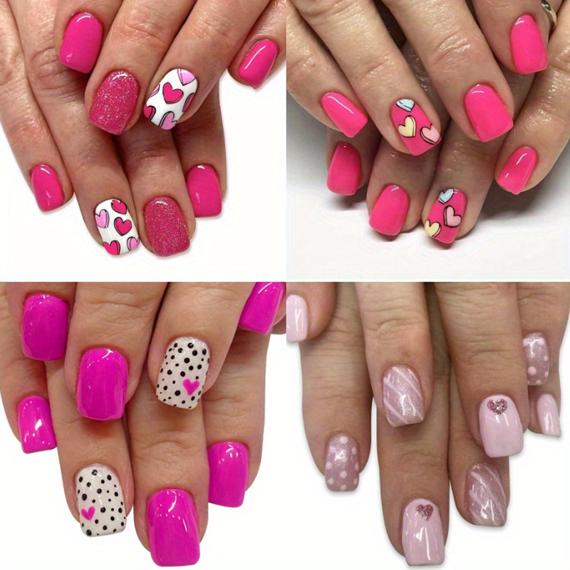 

96pcs (4pack) Pink And Women Wearing Beautiful And Nails Fake Nails For Women