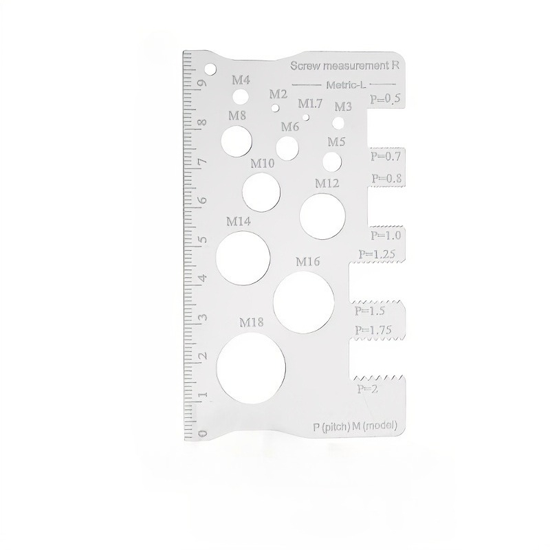 TEMU 1pc 304 Stainless Steel Screw Measuring Gauge, Screw And Caliper, Sturdy And Durable, Engraved Thread And Distance Measurement, Screw And Nut