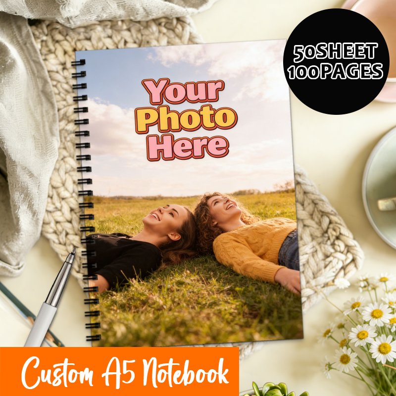 TEMU Custom A5 Spiral-bound Notebook With A Flat 2d Design, Featuring Personalized . A Meaningful Gift For , Family, And Educators, Perfect For