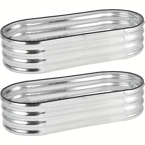 2pcs 4 5x2x1ft oval raised garden bed galvanized raised beds open ended base metal raised planter beds planter raised boxes for vegetables flowers tool free asse rubber edge
