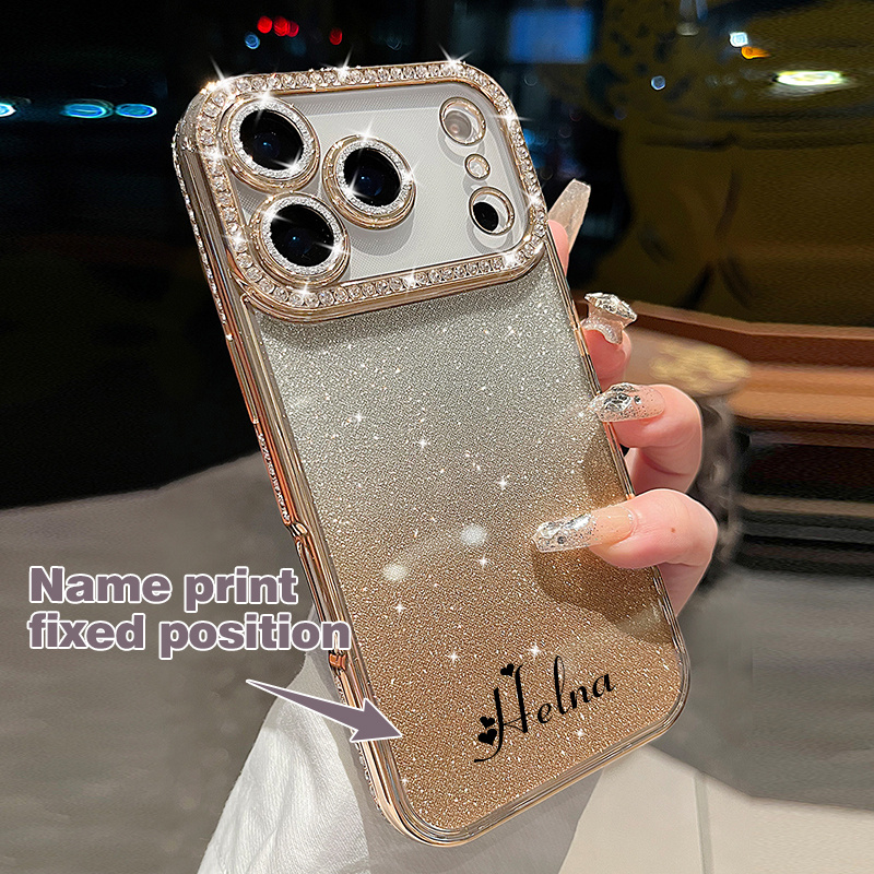 Custom DIY Name Sparkling Rhinestone Phone Case Suitable for 17 Pro Max, 15, 16 Pro Max, 13 Pro, 12 Pro Max, And 14, Personalised Phone Case With Strap, Phone Case, Handy Cover