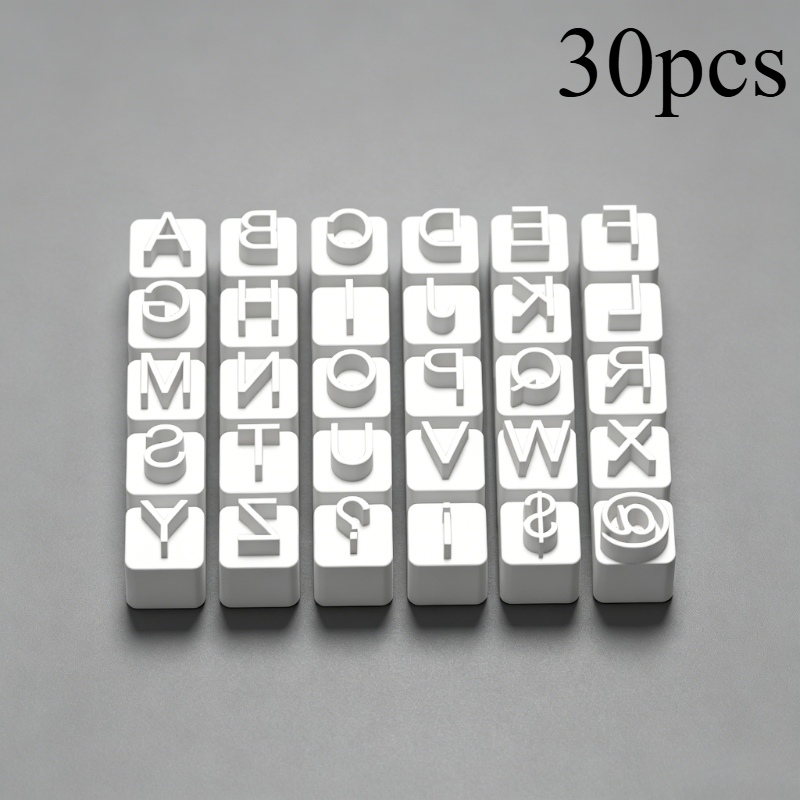 TEMU 30pcs Alphabet And Symbol Clay Stamp Set, Including 26 A-z Letters And 4 Symbols Mini Embossing Molds, Suitable For Polymer Clay, Pottery, And