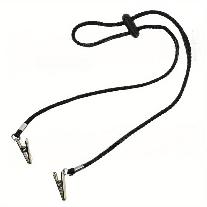 3pcs Adjustable Black Fabric Bib Clips With Neck Strap, Adult Napkin Holder For Kitchen Accessories