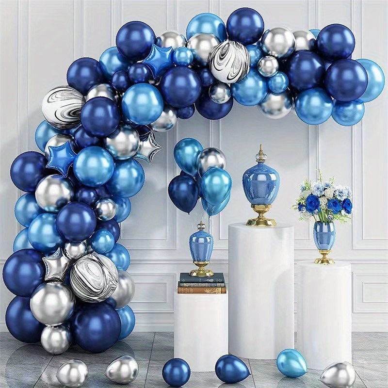 

110pcs Blue And Silver Kit - Proposal, Birthday, Wedding, Engagement, Valentine's Day Decorations - & Aluminum Film Balloons For Party Celebrations