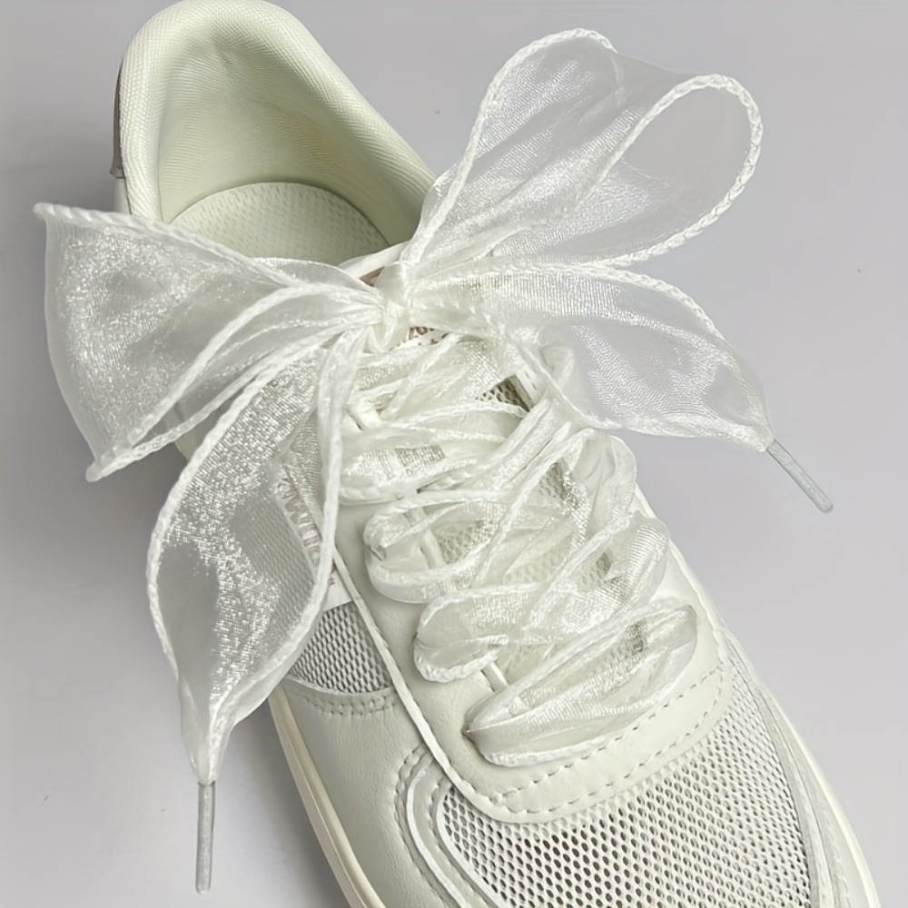 TEMU 2pcs/1 Pair - Wave Mesh Widened Shoelaces, Elegant And Cute, Suitable For Occasions