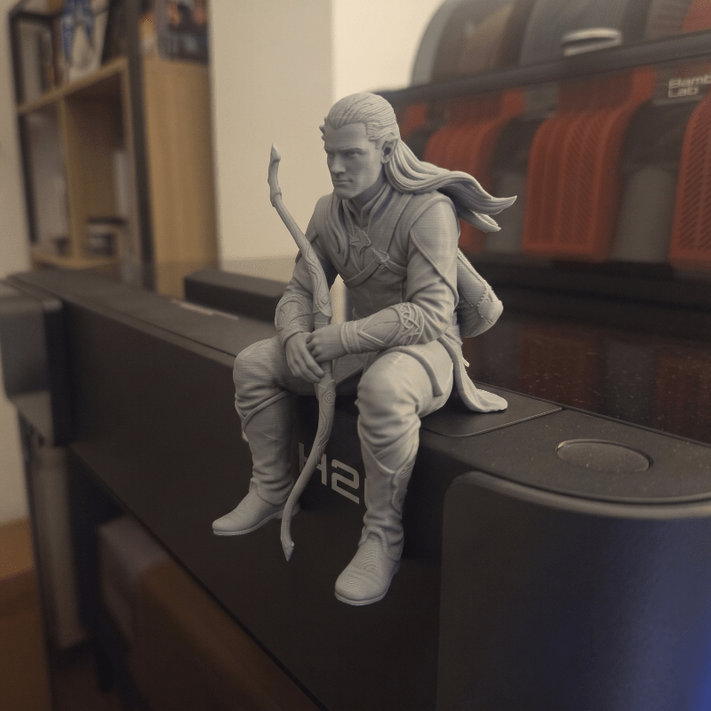 TEMU Statue Sculpture Unique d'Elfe Archer - Figurine en Plastique Gris Mat avec Corde Sculptée & Cheveux Flottants, Ranger Adapté pour Décoration de