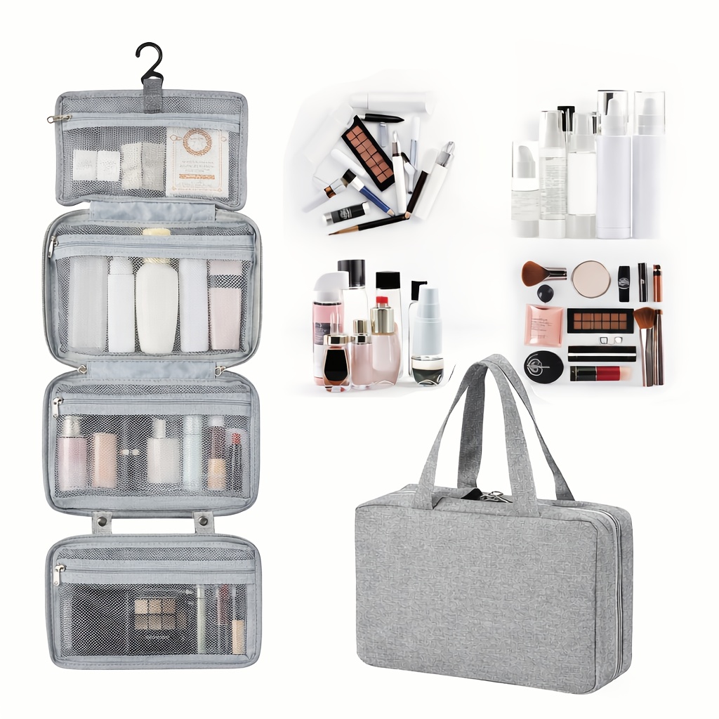 E-shop Vierfach faltbare Mehrfachfach-Aufhängetasche, Großes Fassungsvermögen zur Organisation von Kosmetik, Hautpflegeprodukten Make-up-Utensilien.