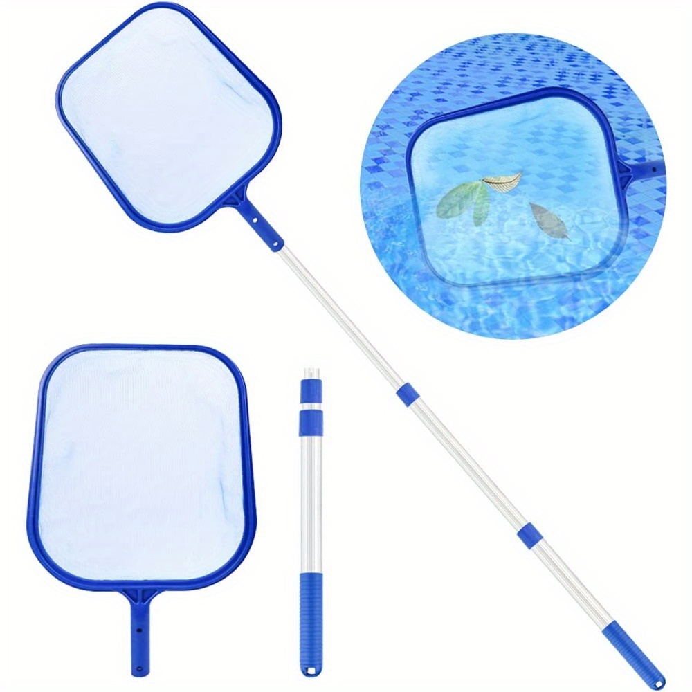 1set Practical Portable Pool Catch Pool , Pool With Telescopic Pole, Pool Accessories Pool For Spa, Pool, Pool And Mud, Blue