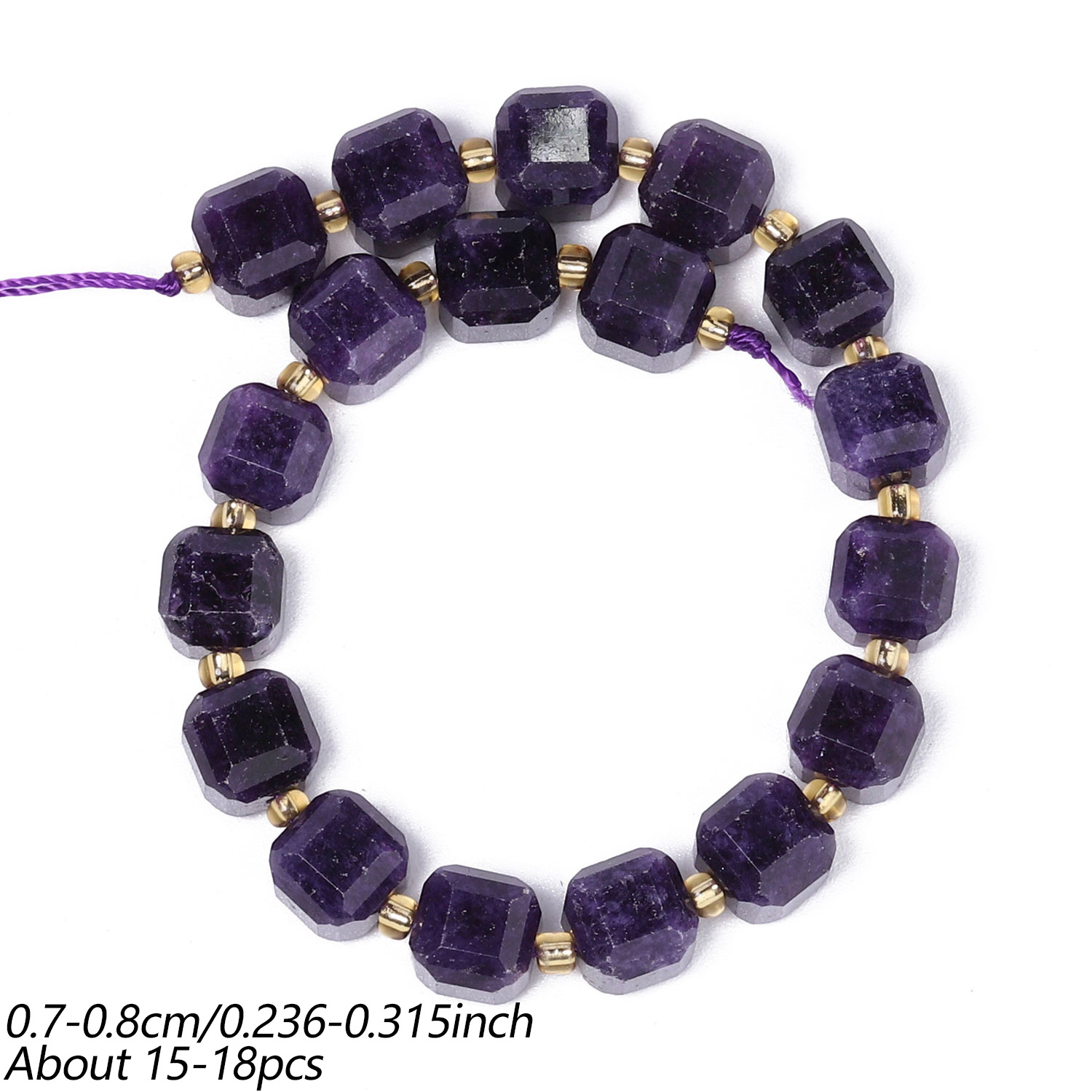 TEMU Cuentas sueltas de de piedra natural de 7-8 mm, cuadradas y facetadas, espaciadas, para pulseras, collares, aretes y manualidades elegantes de