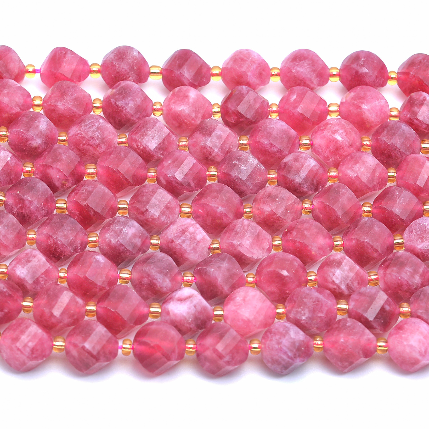 TEMU Perline di quarzo a forma di fragola sfaccettata naturale da 6/8/10 mm, perline per di gioielli, braccialetti, 22/18/15 pezzi