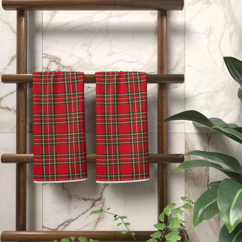 

2pcs Scottish Towel Set - Polyester, Machine Washable - Kitchen, Bathroom & Picnic - Decor & Gift Idea