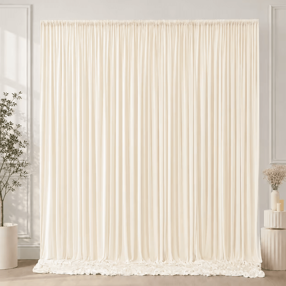 Image of Photography Backdrop 1pc Elegant Beige Polyester Fiber Rectangular High-elastic Fabric, Perfect For Weddings, Parties, Family Gatherings - Versatile Decor For Any Occasion, Wedding Backdrop, Camping