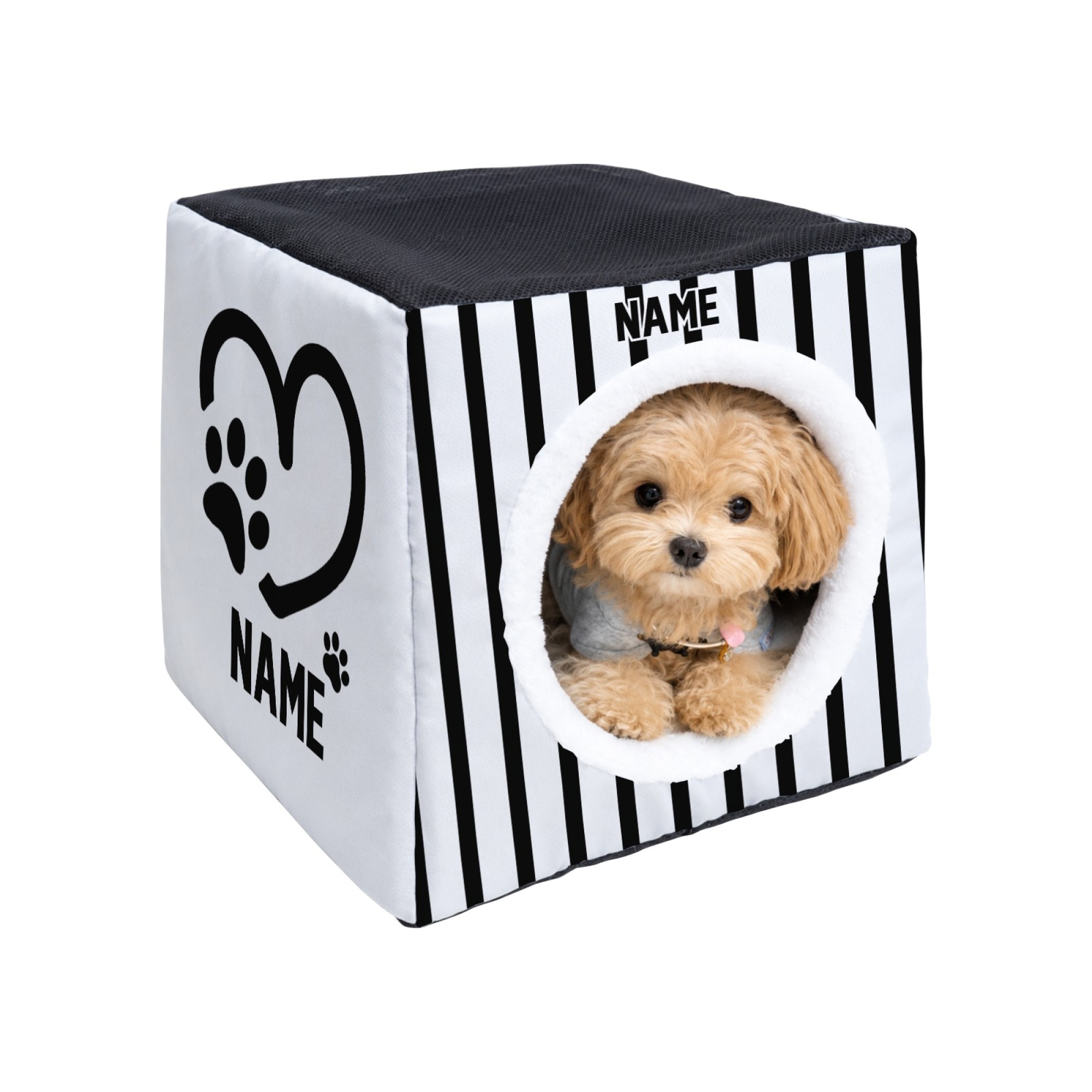 customizable custom dog bed cat house with   and warm pet sleeping space small dog house and cat house autumn   closed design pet gift pet lovers pet supplies heart shaped paw print pattern Product details 0