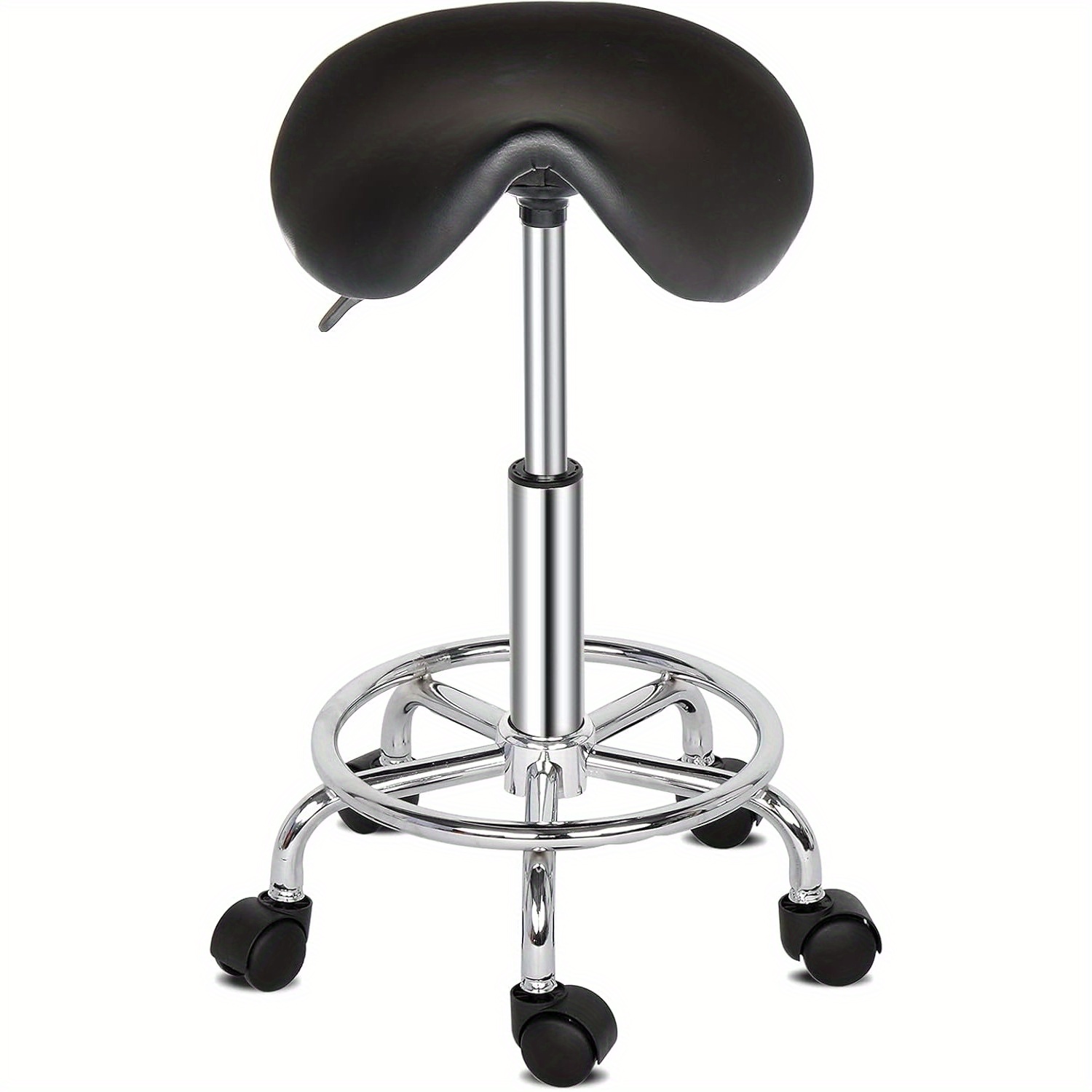 TEMU Bonnlo Stool, Height Adjustable Rolling Stool, Work Stool, Swivel Stool For Office/ Lounge/ Bar, Faux Leather