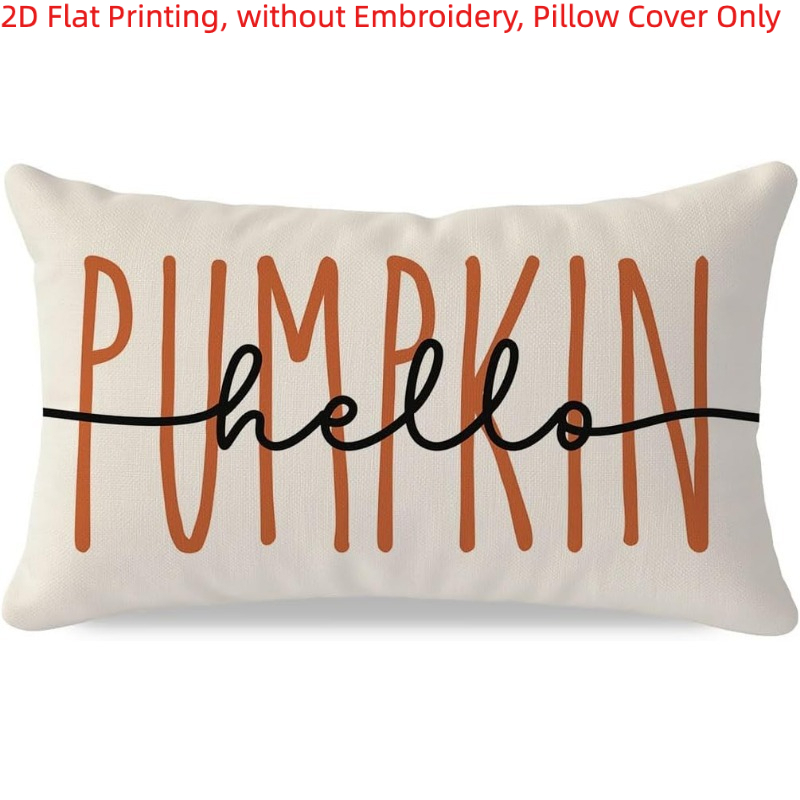 TEMU 2D Plat - 1pc, Impression 2D Plate, Housse de Coussin Hello Pumpkin - Housse de Coussin Décoration Automne Récolte, Impression Recto, Broderie,