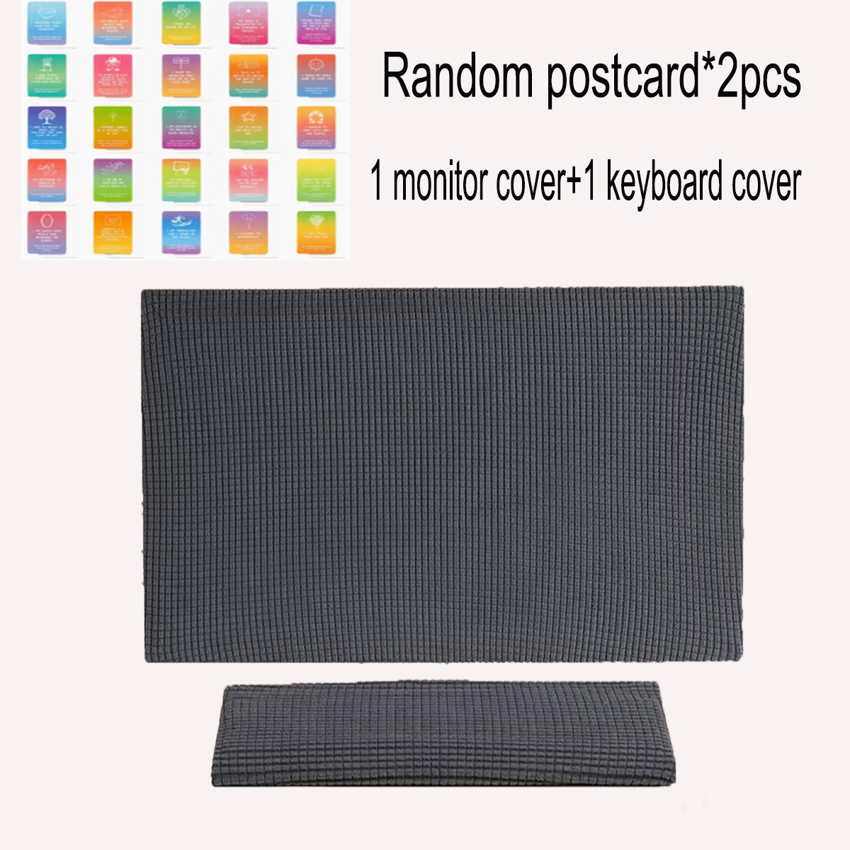 TEMU A 4pcs Set (including 1 Monitor Cover, 1 Keyboard Cover, And 2 Postcards) For Desktop Computer Monitors To Prevent Dust . Random Color