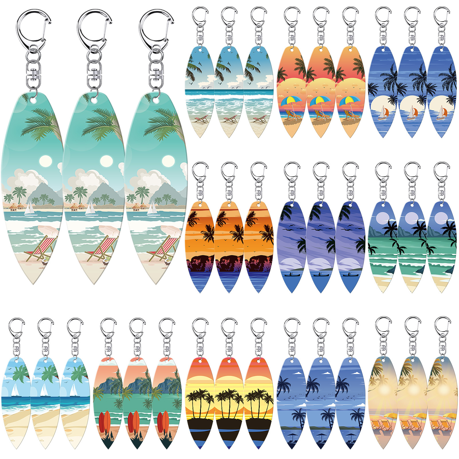 TEMU 36 piezas de bolsas de regalo para fiestas, recuerdos de fiestas en , llaveros de regalo , tablas de surf de madera, tortugas, árboles de coco,