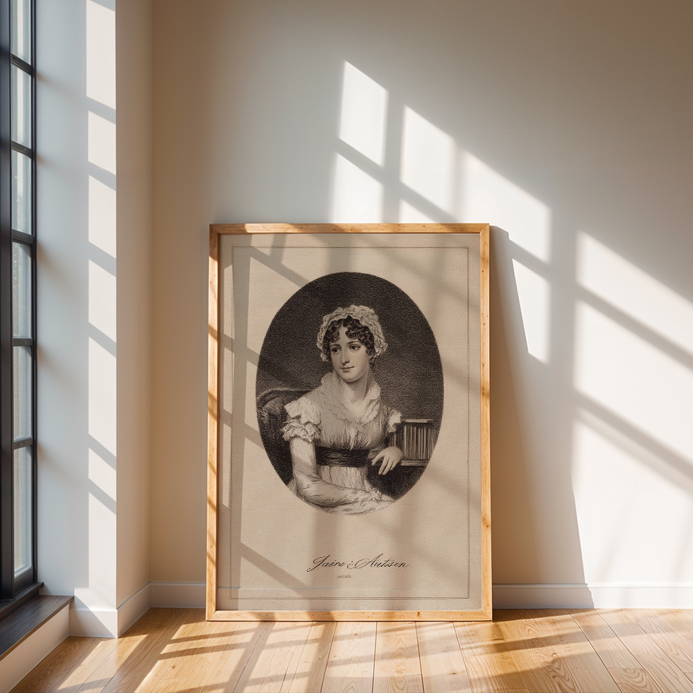 TEMU 2d Flat, Wall Arts Jane Austen Posters Portrait Of A Woman In Regency Era Attire Canvas Prints Literary Figure Wall Decor Canvas Art Print For