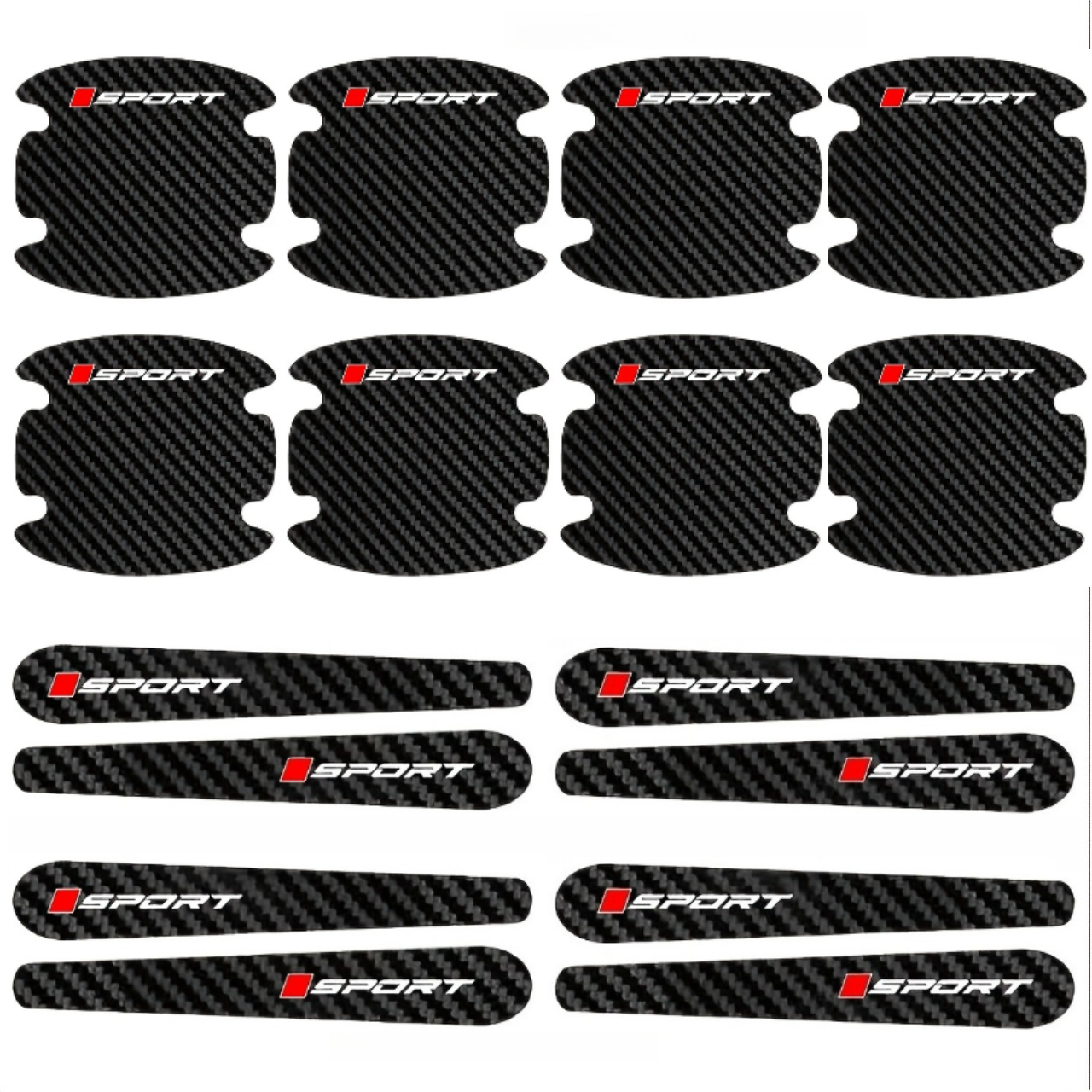 TEMU Lot de 16 pièces de protection pour bas de portière de voiture de sport en fibre de 5D [résistante à l' et aux rayures], autocollants pour