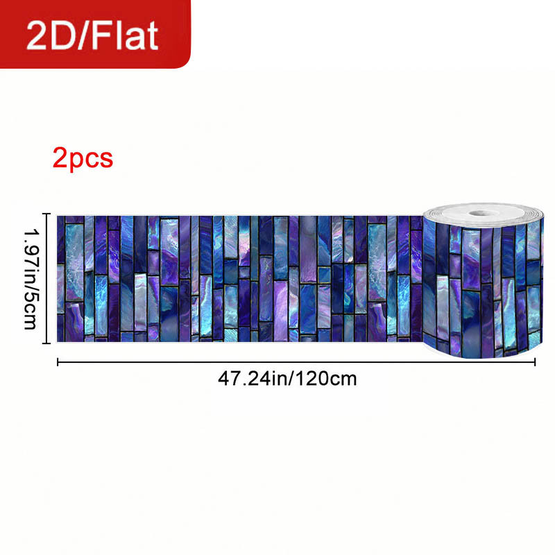 TEMU 2 Rolls Self-adhesive Removable Caulking Tape Suitable For & -stain, Blue-purple Glossy Tile Grout Strip, Cuttable Suitable For Kitchen,