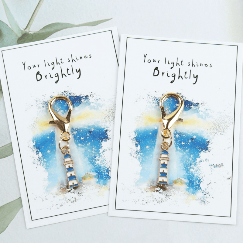 Inspirational Greeting Card "you " With Mini Lighthouse Pendant Keychain Fashion Accessory, A Gratitude Gift For Teachers