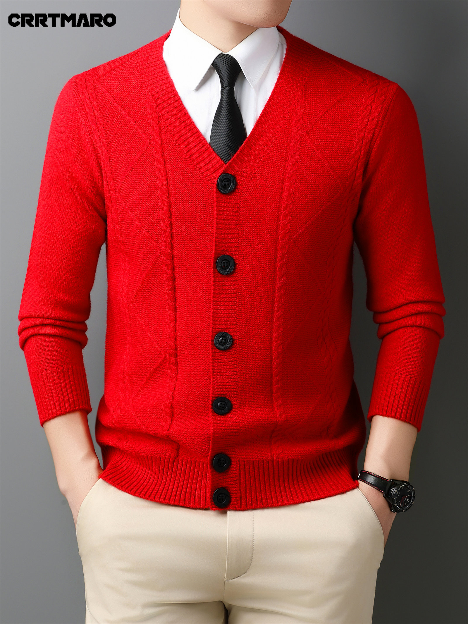 Men'S Wool Blend, Thick Knit Cardigan, Warm Casual Layering Top for Fall And Winter